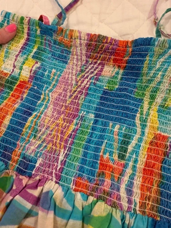 Patchwork Blue Maxi Sundress with Adjustable Straps - Picture 5 of 5